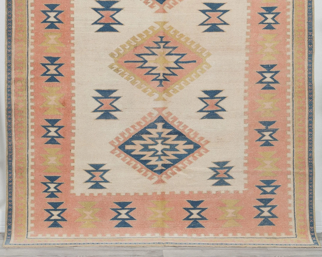 Beige Turkish Oushak Rug 5' 5" x 7' 1" Hand-Knotted | No. VR44684