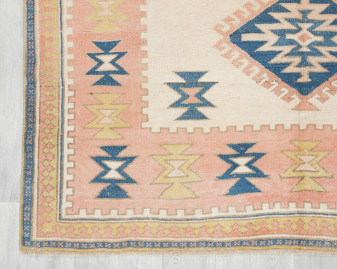Beige Turkish Oushak Rug 5' 5" x 7' 1" Hand-Knotted | No. VR44684