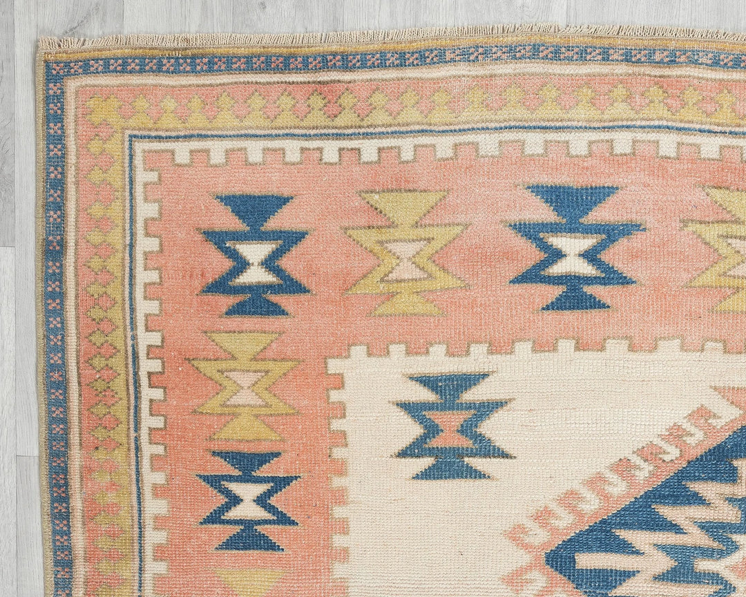 Beige Turkish Oushak Rug 5' 5" x 7' 1" Hand-Knotted | No. VR44684