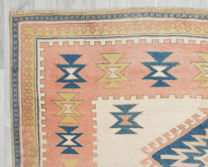Beige Turkish Oushak Rug 5' 5" x 7' 1" Hand-Knotted | No. VR44684