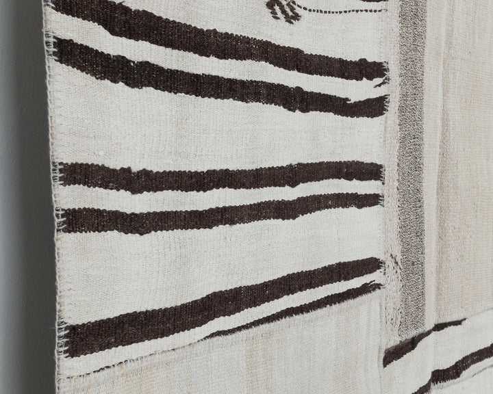 Black Turkish Kilim Rug 9' 10" x 13' 1" Flat-Weave field