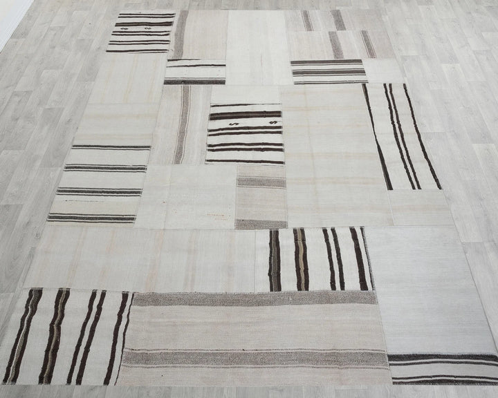 Black Turkish Kilim Rug 9' 10" x 13' 1" Flat-Weave reverse