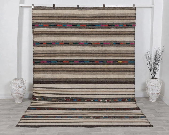 Multicolor Turkish Kilim Rug 7' 11" x 10' 6" Flat-Weave | No. VR45127