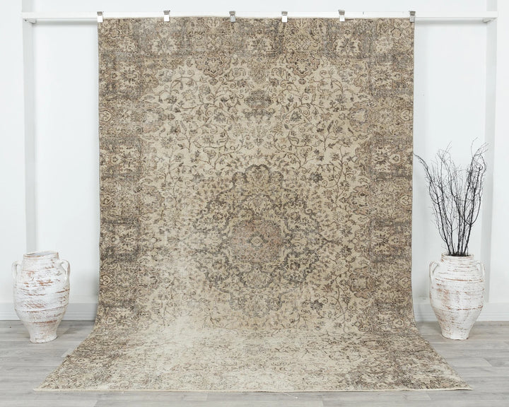 Multicolor Turkish Oushak Rug 6' 4" x 9' 7" Hand-Knotted