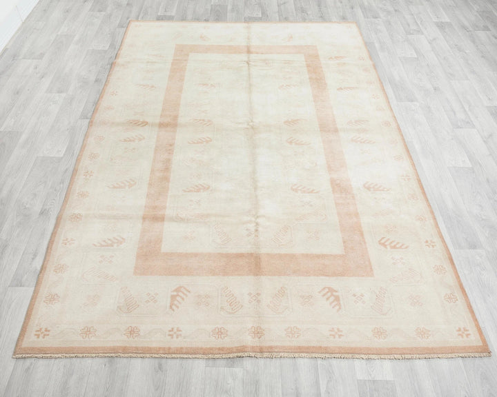 Beige Turkish Oushak Rug 5' 4" x 7' 8" Hand-Knotted | No. VR45208