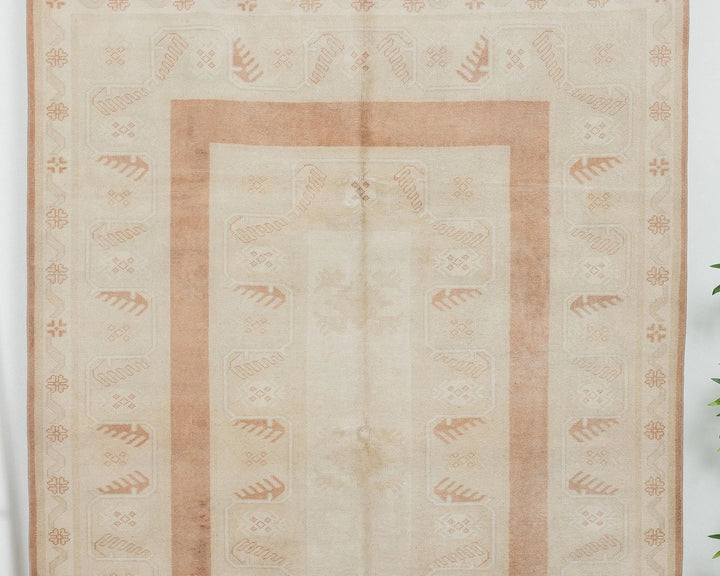 Beige Turkish Oushak Rug 5' 4" x 7' 8" Hand-Knotted | No. VR45208