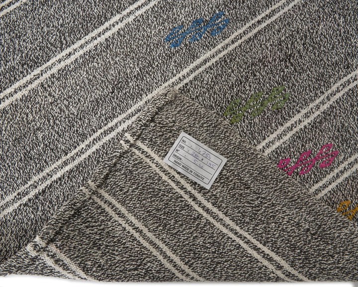 Gray Turkish Kilim Rug 6'5" x 9'2" Flat-Weave | No. VR45331