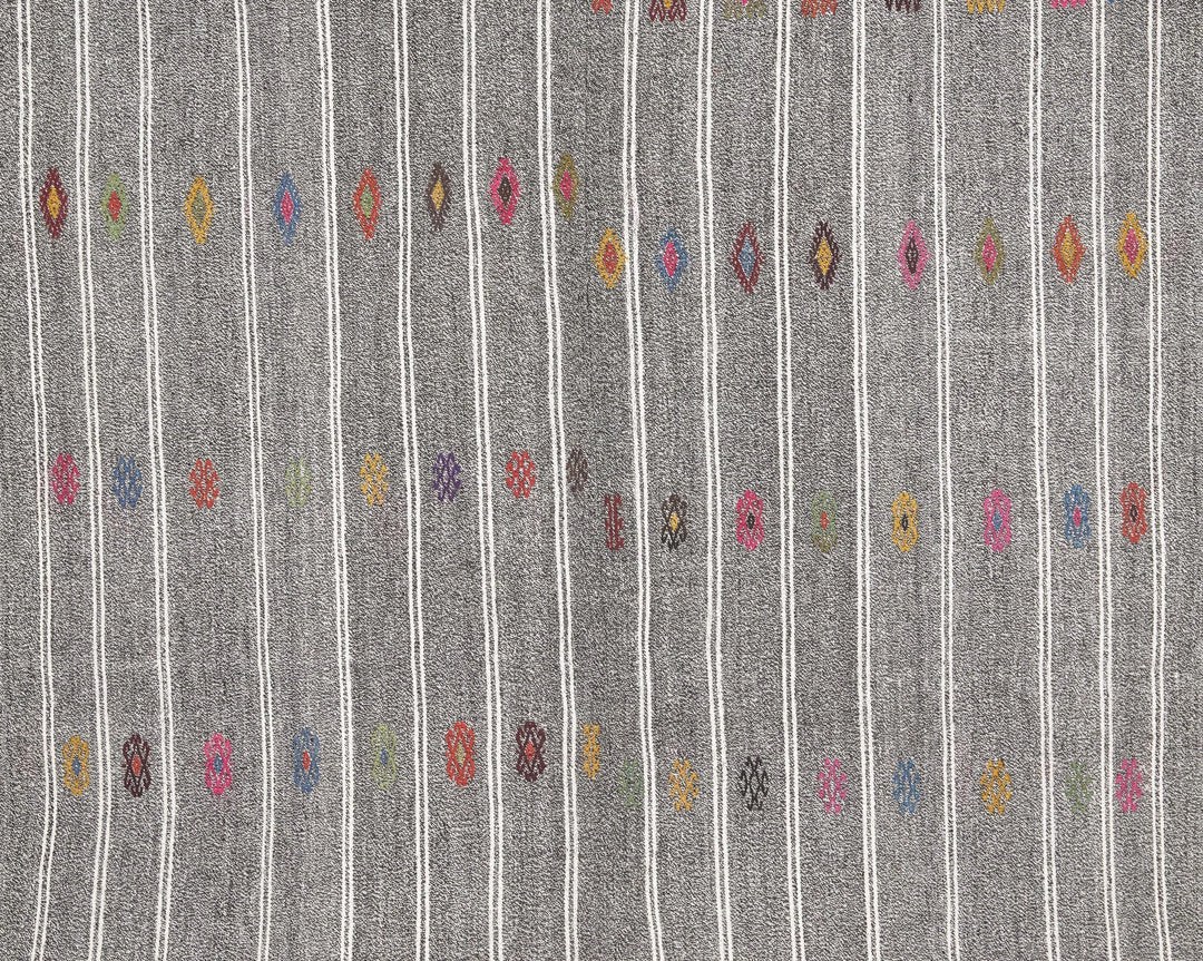 Gray Turkish Kilim Rug 6'5" x 9'2" Flat-Weave | No. VR45331