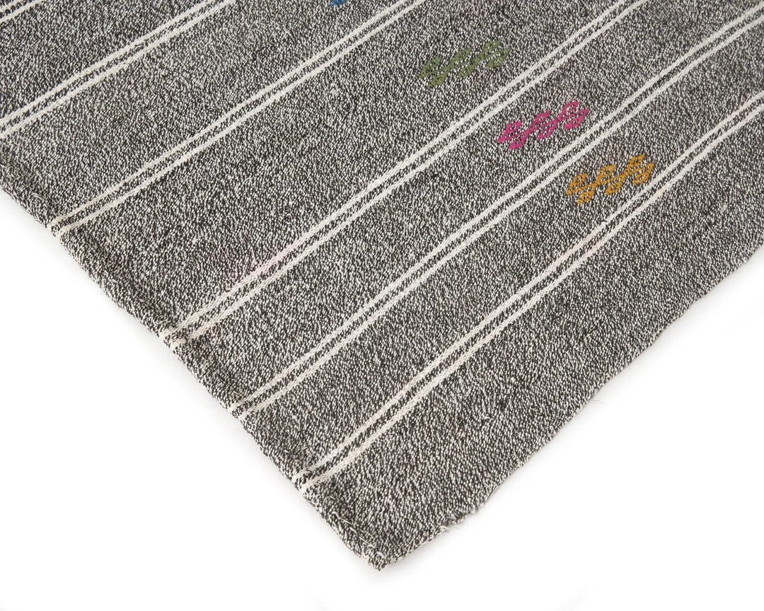 Gray Turkish Kilim Rug 6'5" x 9'2" Flat-Weave | No. VR45331