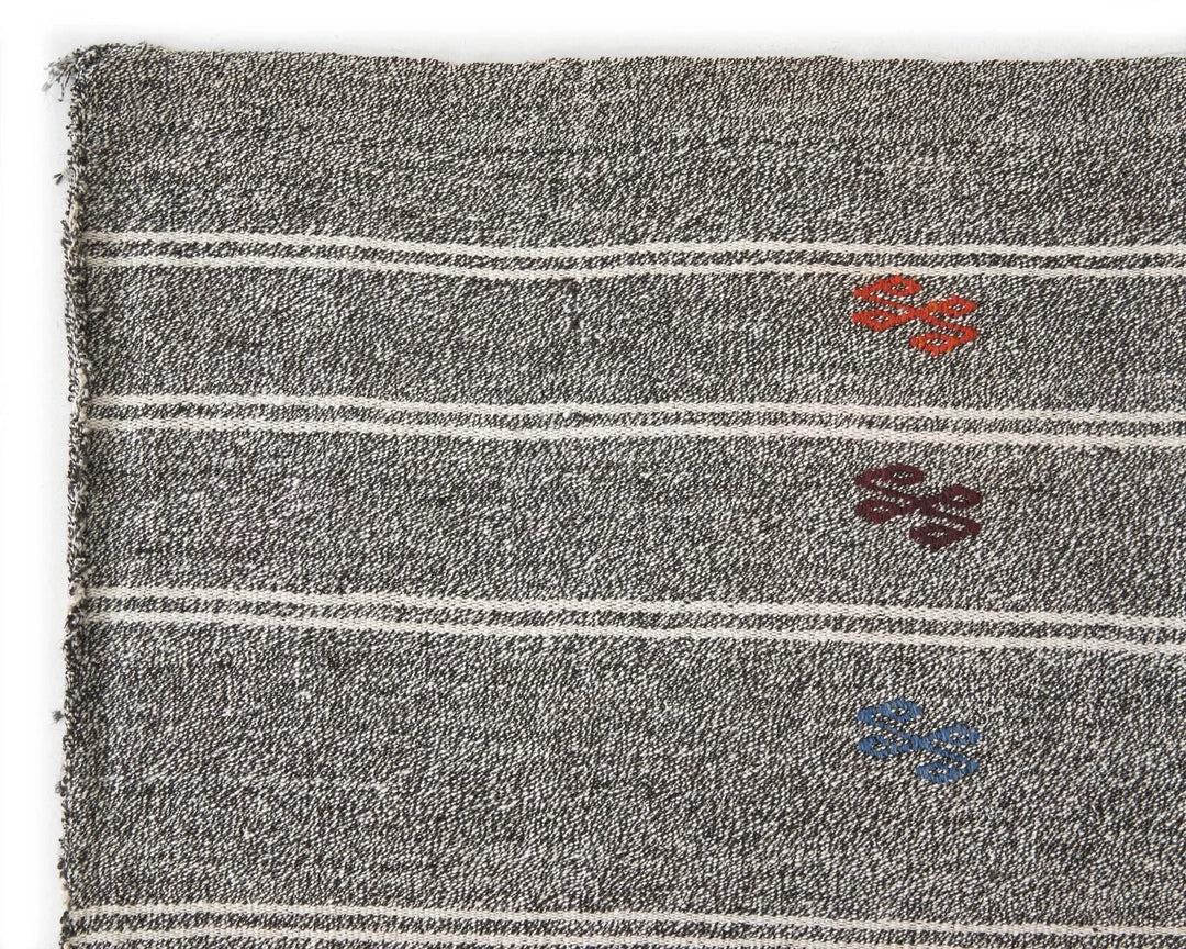 Gray Turkish Kilim Rug 6'5" x 9'2" Flat-Weave | No. VR45331