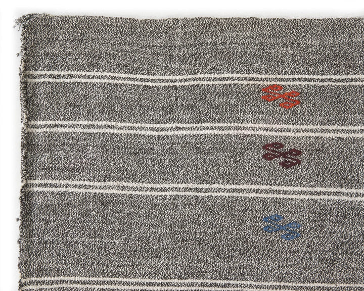 Gray Turkish Kilim Rug 6'5" x 9'2" Flat-Weave | No. VR45331