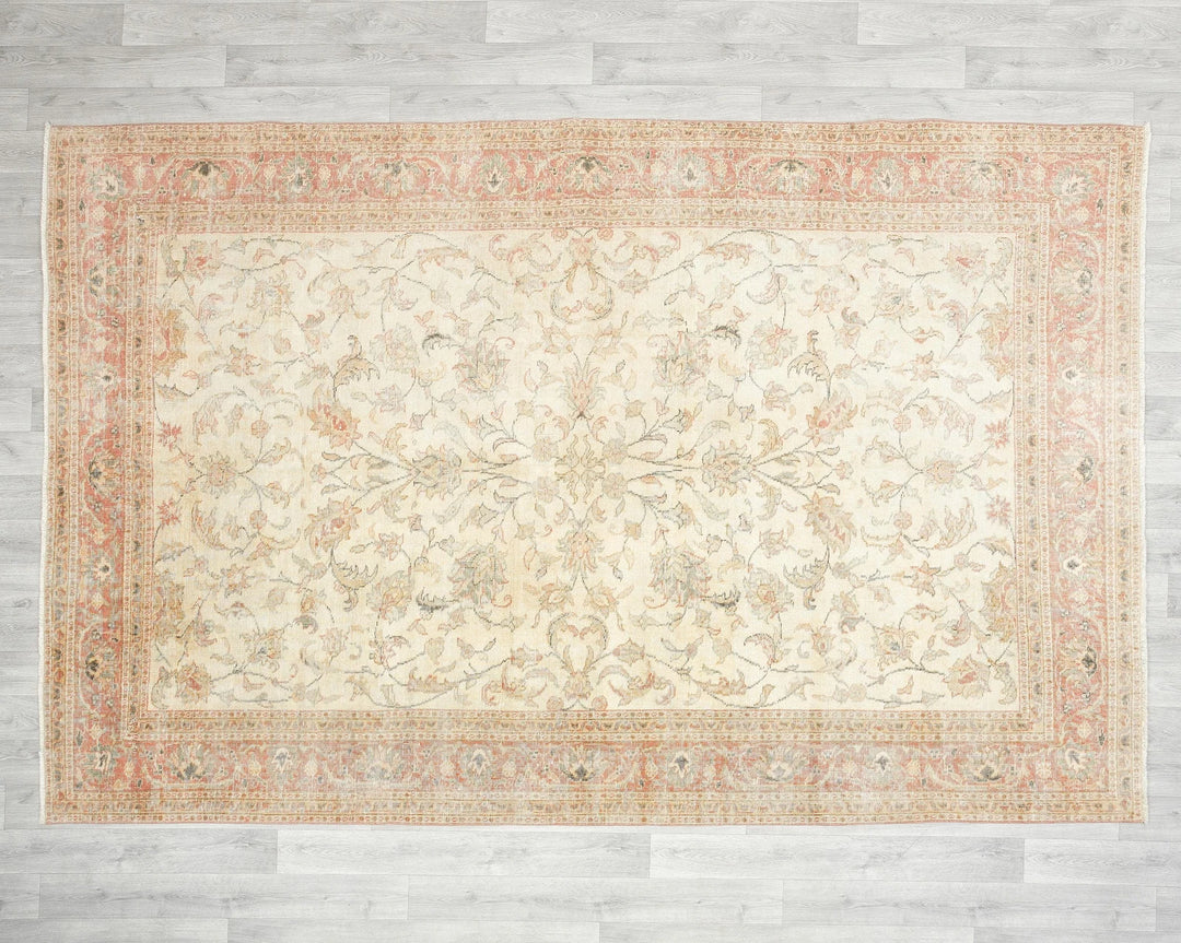 Beige Turkish Oushak Rug 6'7" x 9'8" Hand-Knotted view 9