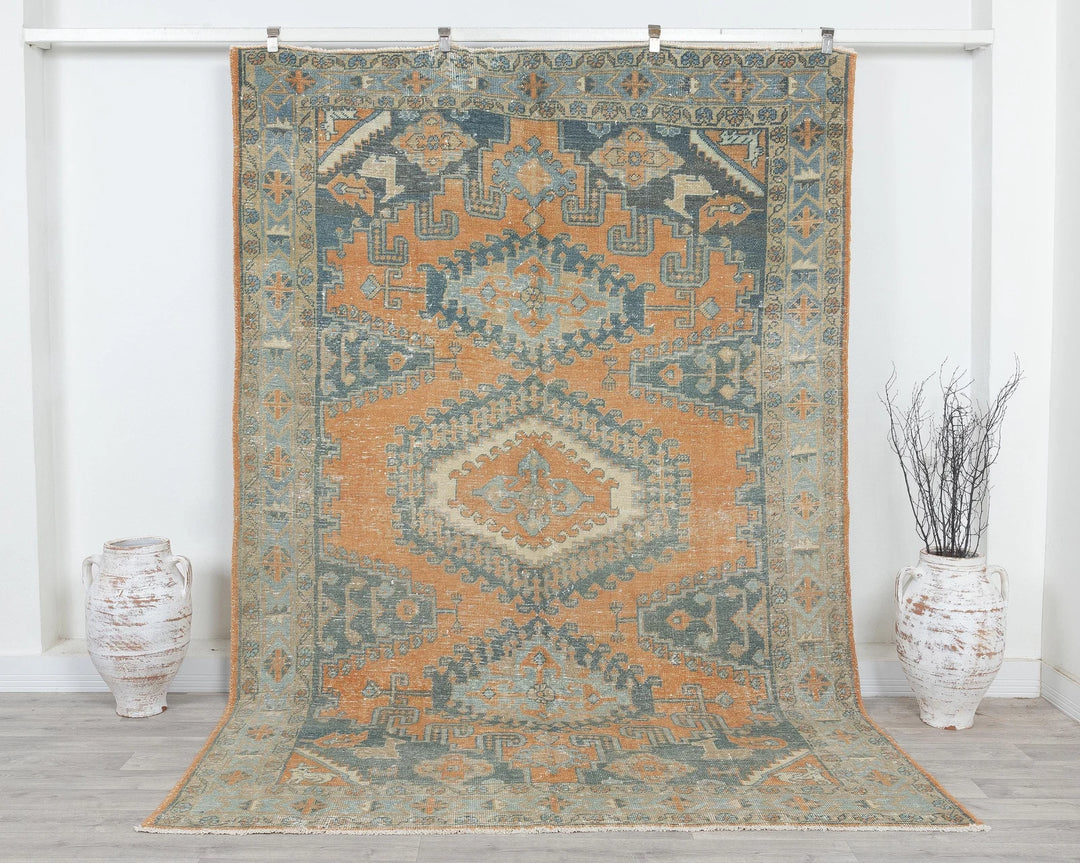 Multicolor Turkish Oushak Rug 6' 6" x 9' 5" Hand-Knotted