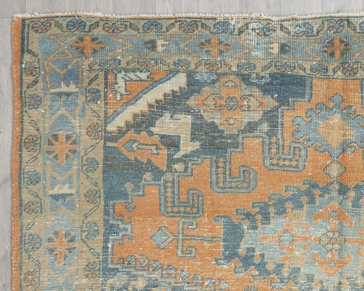 Multicolor Turkish Oushak Rug 6' 6" x 9' 5" Hand-Knotted border