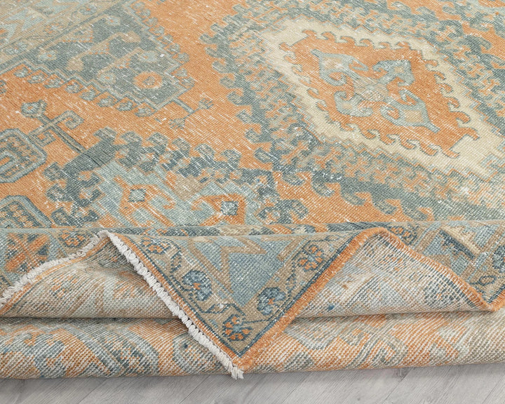 Multicolor Turkish Oushak Rug 6' 6" x 9' 5" Hand-Knotted field