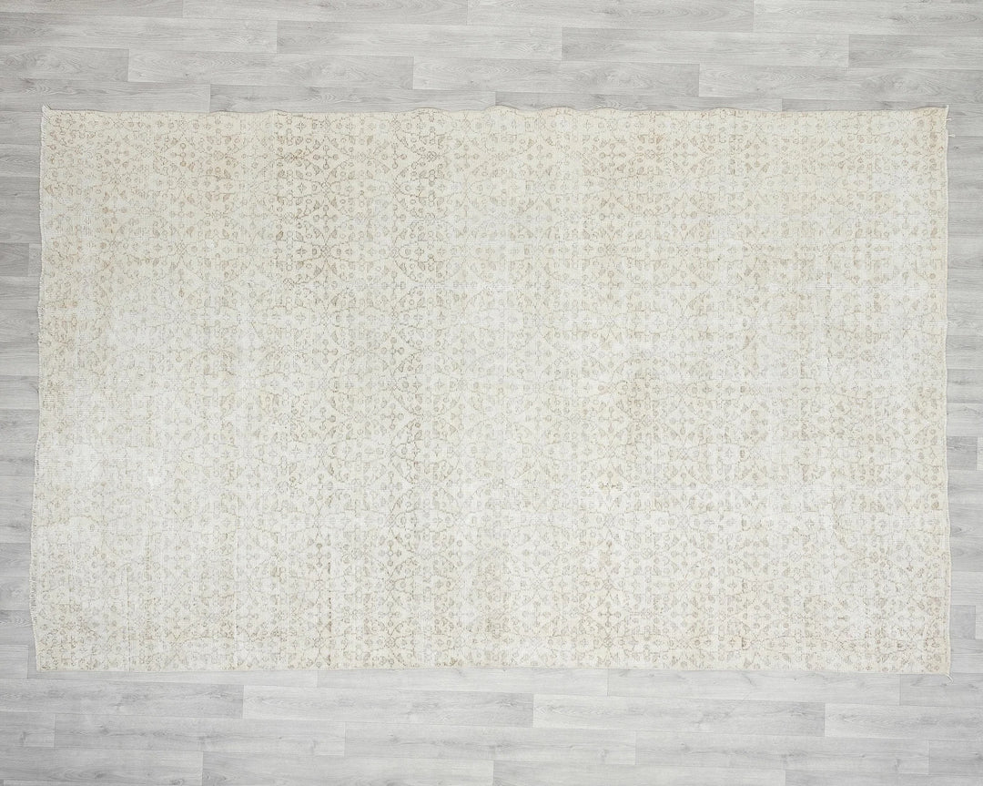 Beige Turkish Oushak Rug 6' 11" x 10' 2" Hand-Knotted | No. VR45539