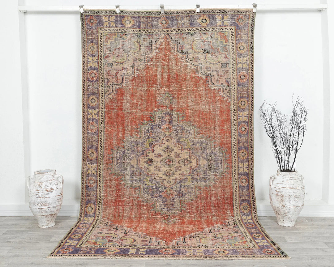 Multicolor Turkish Oushak Rug 5' 8" x 9' 7" Hand-Knotted