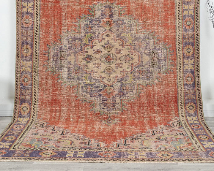 Multicolor Turkish Oushak Rug 5' 8" x 9' 7" Hand-Knotted detail