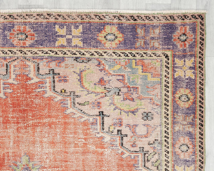 Multicolor Turkish Oushak Rug 5' 8" x 9' 7" Hand-Knotted pattern