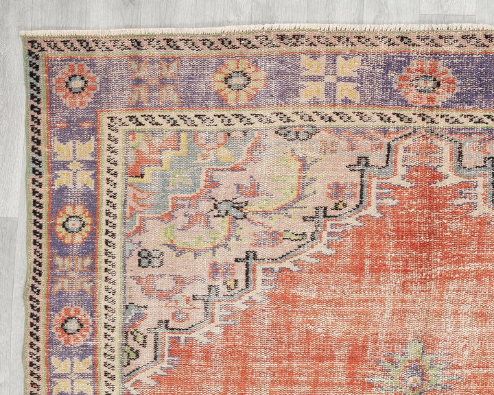 Multicolor Turkish Oushak Rug 5' 8" x 9' 7" Hand-Knotted border