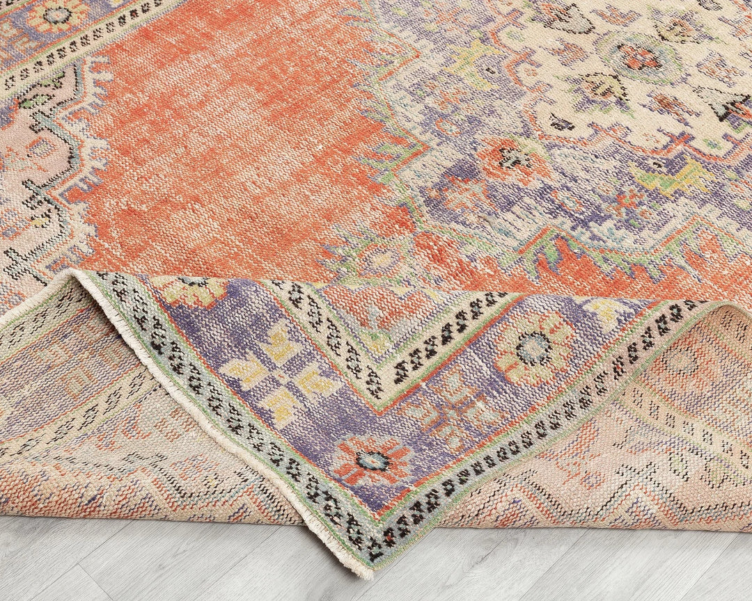 Multicolor Turkish Oushak Rug 5' 8" x 9' 7" Hand-Knotted field