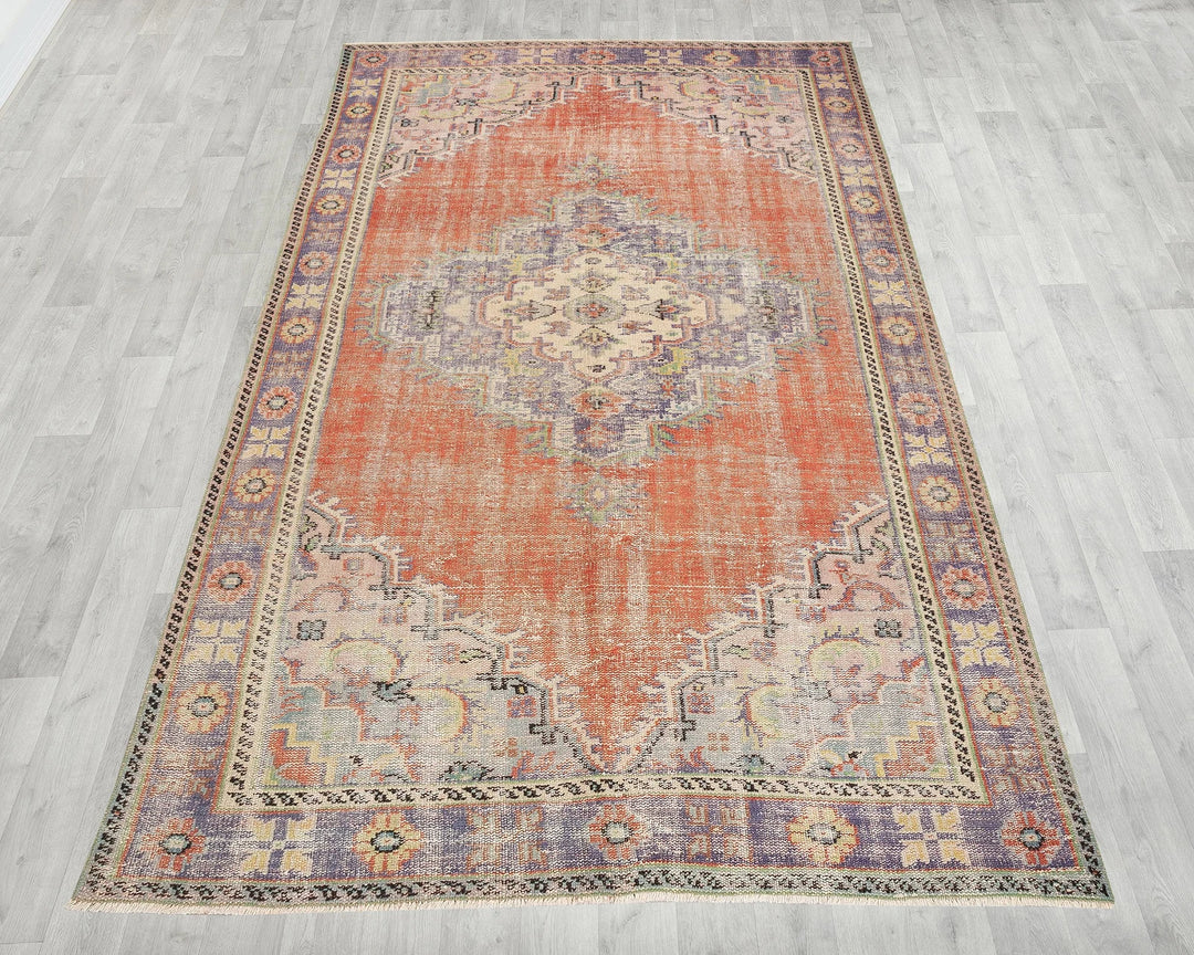 Multicolor Turkish Oushak Rug 5' 8" x 9' 7" Hand-Knotted reverse