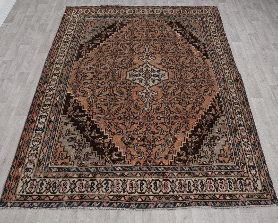 Multicolor Turkish Oushak Rug 6'7" x 10'3" Hand-Knotted | No. VR45811