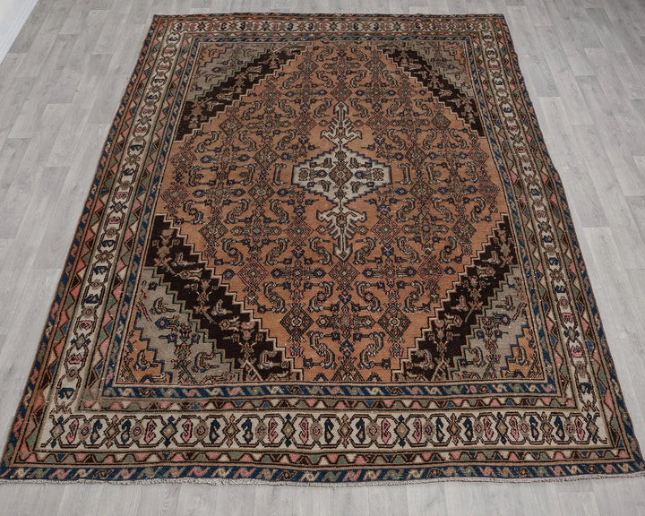 Multicolor Turkish Oushak Rug 6'7" x 10'3" Hand-Knotted | No. VR45811