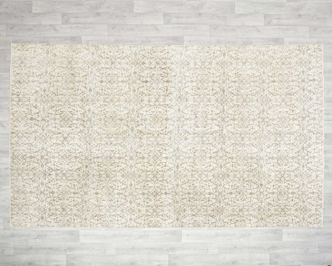 Beige Turkish Oushak Rug 6'1" x 10'2" Hand-Knotted | No. VR45859