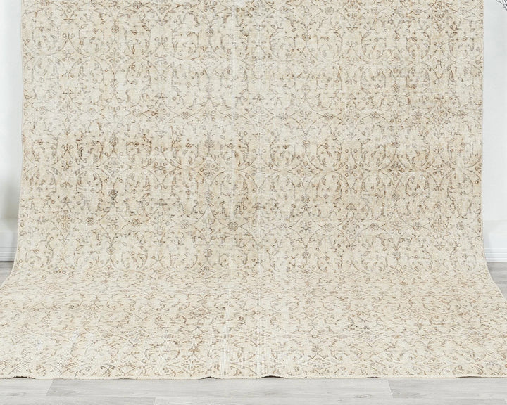 Beige Turkish Oushak Rug 6'1" x 10'2" Hand-Knotted | No. VR45859