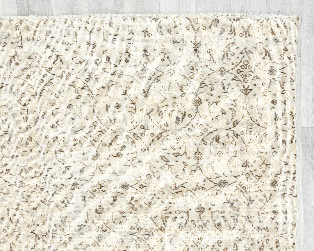 Beige Turkish Oushak Rug 6'1" x 10'2" Hand-Knotted | No. VR45859
