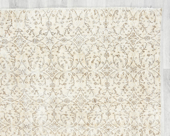 Beige Turkish Oushak Rug 6'1" x 10'2" Hand-Knotted | No. VR45859