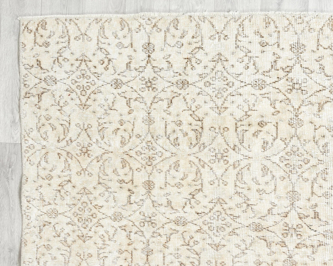 Beige Turkish Oushak Rug 6'1" x 10'2" Hand-Knotted | No. VR45859