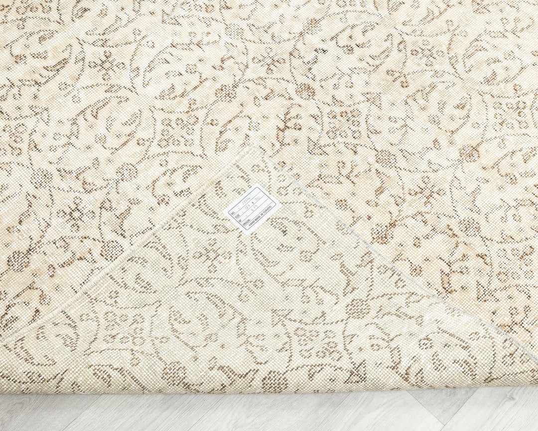 Beige Turkish Oushak Rug 6'1" x 10'2" Hand-Knotted | No. VR45859