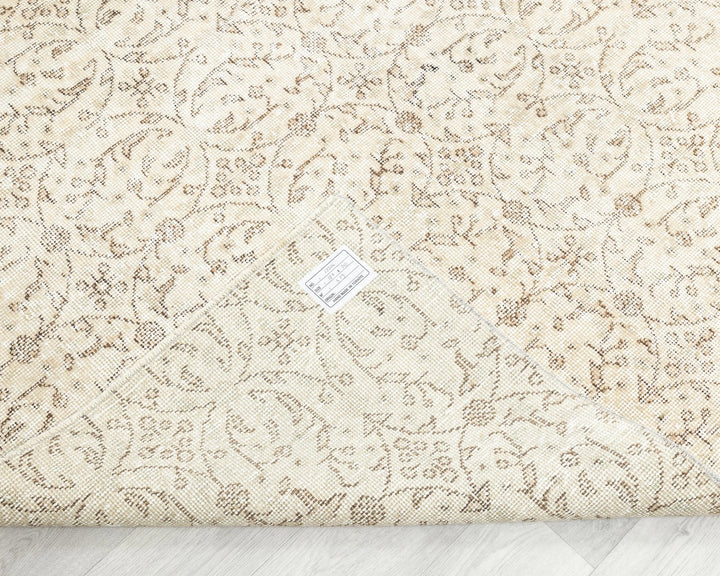 Beige Turkish Oushak Rug 6'1" x 10'2" Hand-Knotted | No. VR45859