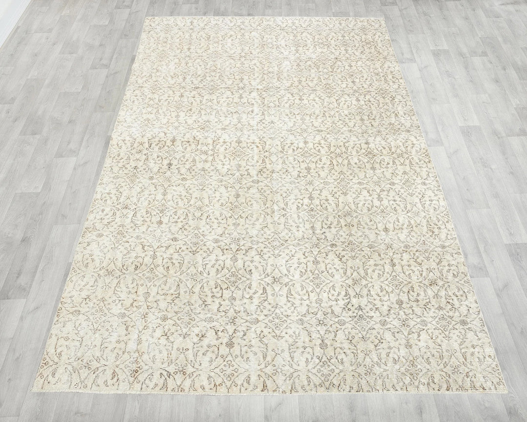 Beige Turkish Oushak Rug 6'1" x 10'2" Hand-Knotted | No. VR45859