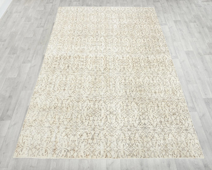 Beige Turkish Oushak Rug 6'1" x 10'2" Hand-Knotted | No. VR45859