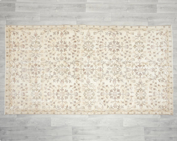 Beige Turkish Oushak Rug 7' 8" x 4' 2" Hand-Knotted | No. VR45880