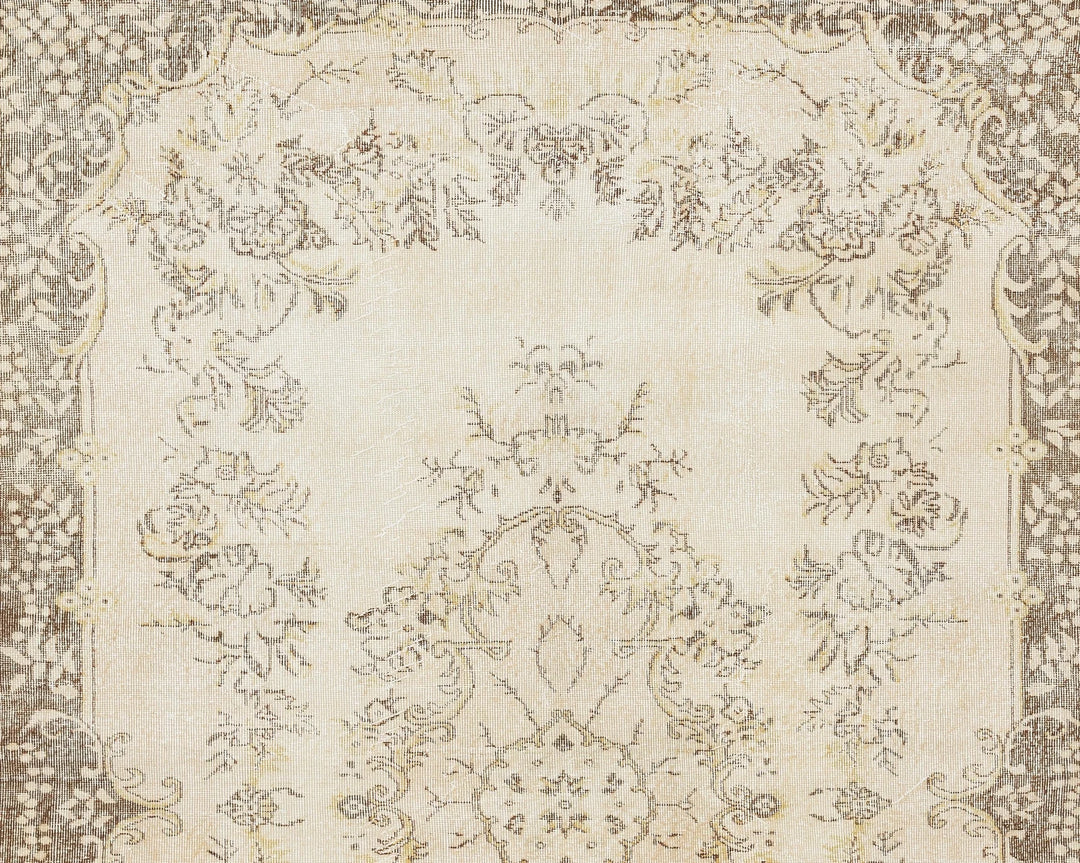 Beige Turkish Oushak Rug 9' 11" x 6' 8" Hand-Knotted | No. VR45967