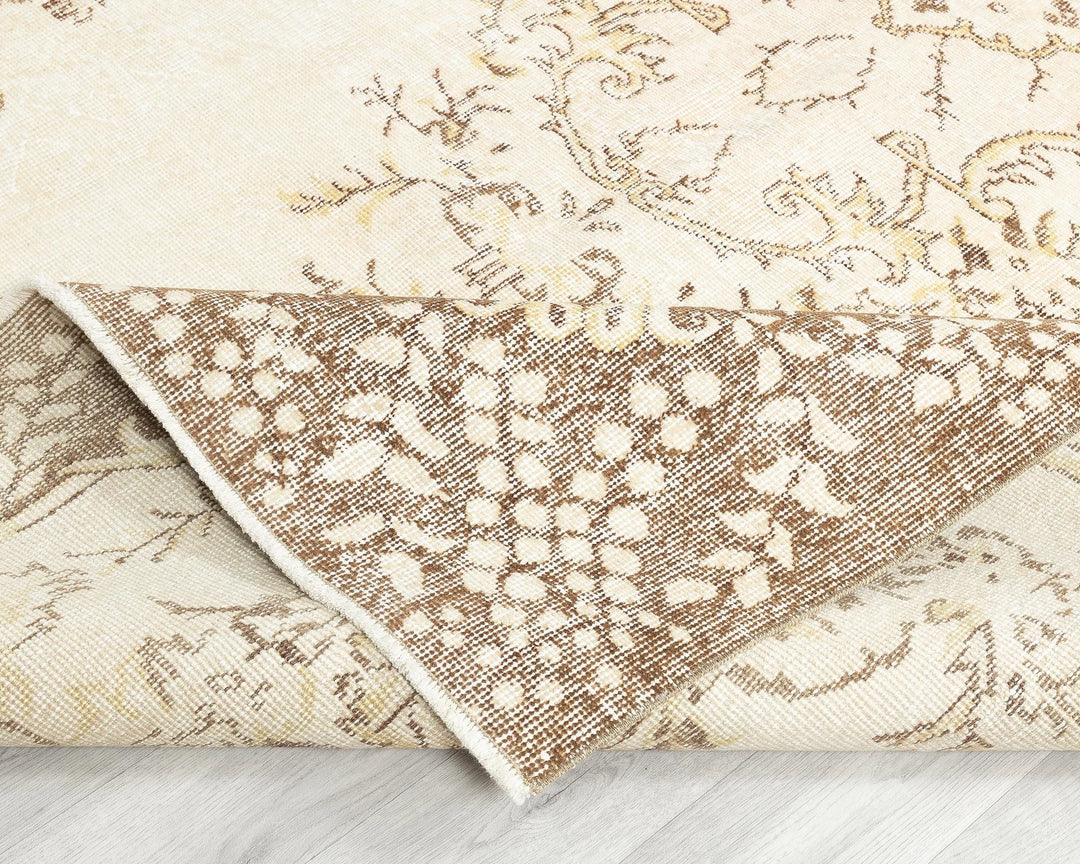 Beige Turkish Oushak Rug 9' 11" x 6' 8" Hand-Knotted | No. VR45967