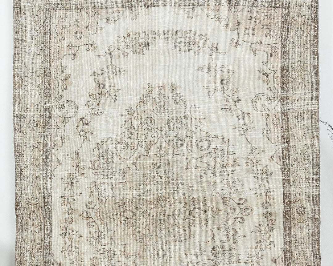 Beige Turkish Oushak Rug 6' 4" x 9' 8" Hand-Knotted | No. VR46036
