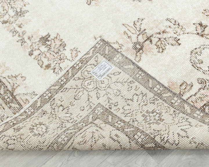 Beige Turkish Oushak Rug 6' 4" x 9' 8" Hand-Knotted | No. VR46036