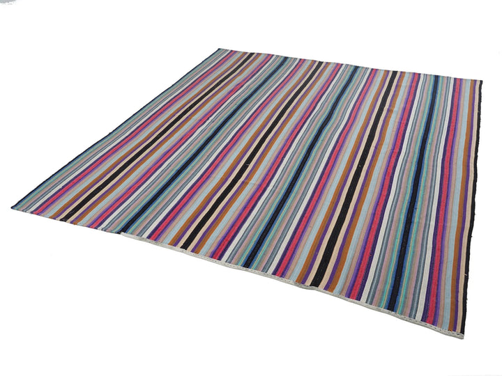 Multicolor Turkish Kilim Rug 8' 6" x 9' 4" Flat-Weave | No. VR46221