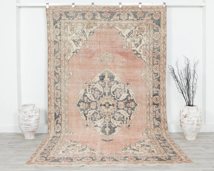 Pink Turkish Oushak Rug 10' 6" x 6' 4" Hand-Knotted | No. VR46451