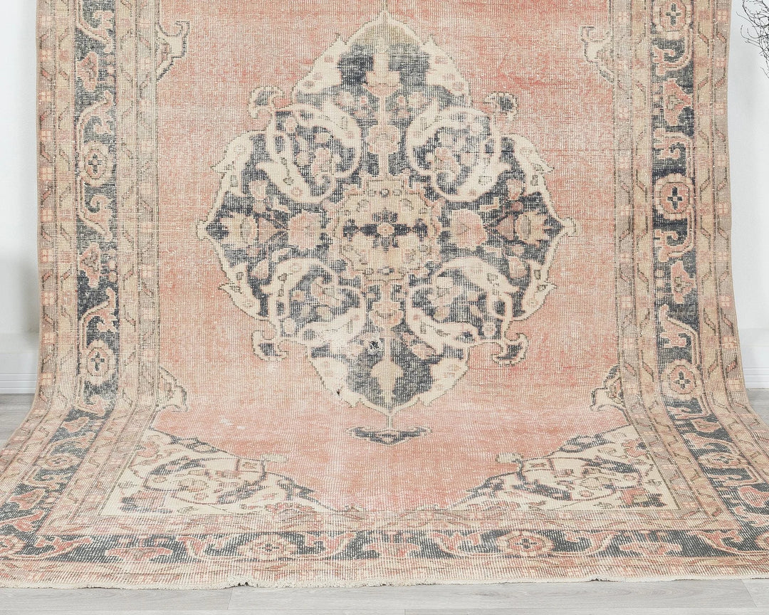 Pink Turkish Oushak Rug 10' 6" x 6' 4" Hand-Knotted | No. VR46451