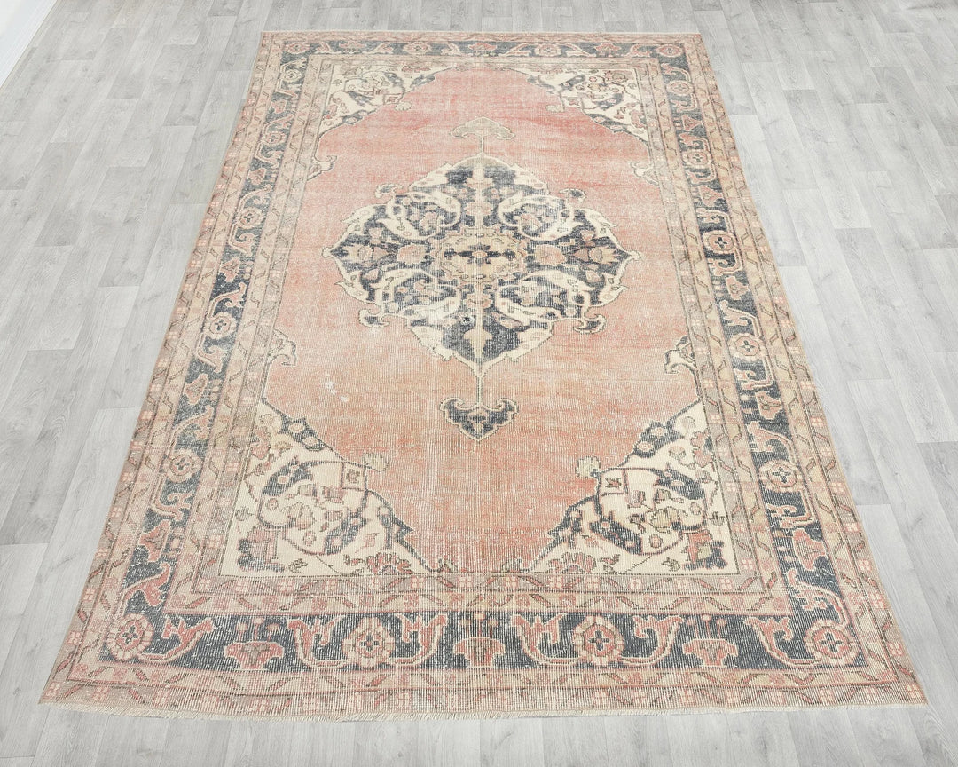 Pink Turkish Oushak Rug 10' 6" x 6' 4" Hand-Knotted | No. VR46451