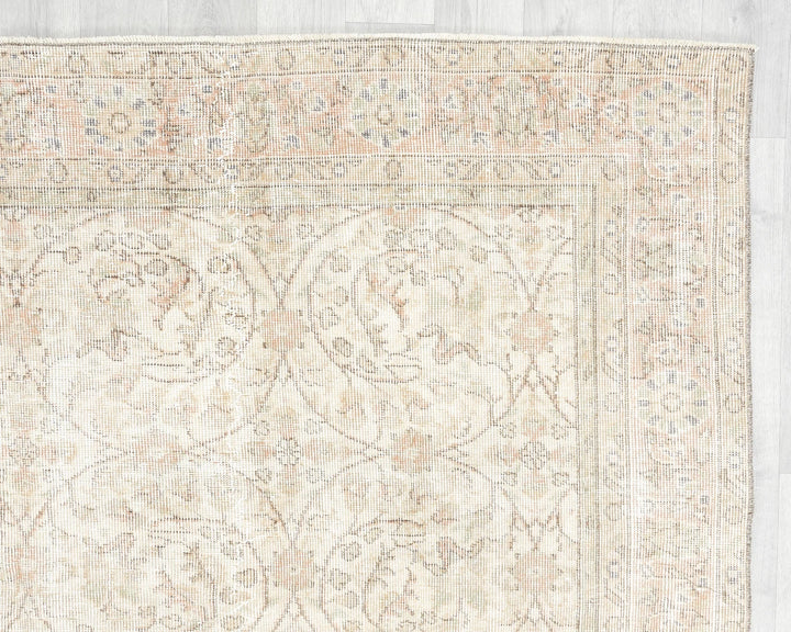Beige Turkish Oushak Rug 7' 1" x 10' Hand-Knotted | No. VR46484