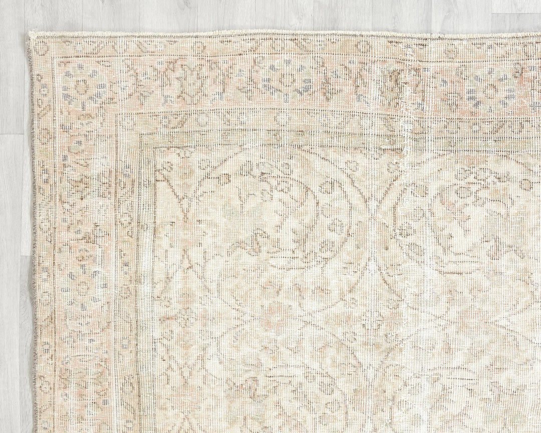Beige Turkish Oushak Rug 7' 1" x 10' Hand-Knotted | No. VR46484
