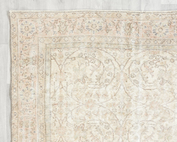 Beige Turkish Oushak Rug 7' 1" x 10' Hand-Knotted | No. VR46484