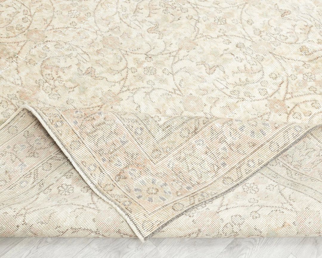 Beige Turkish Oushak Rug 7' 1" x 10' Hand-Knotted | No. VR46484